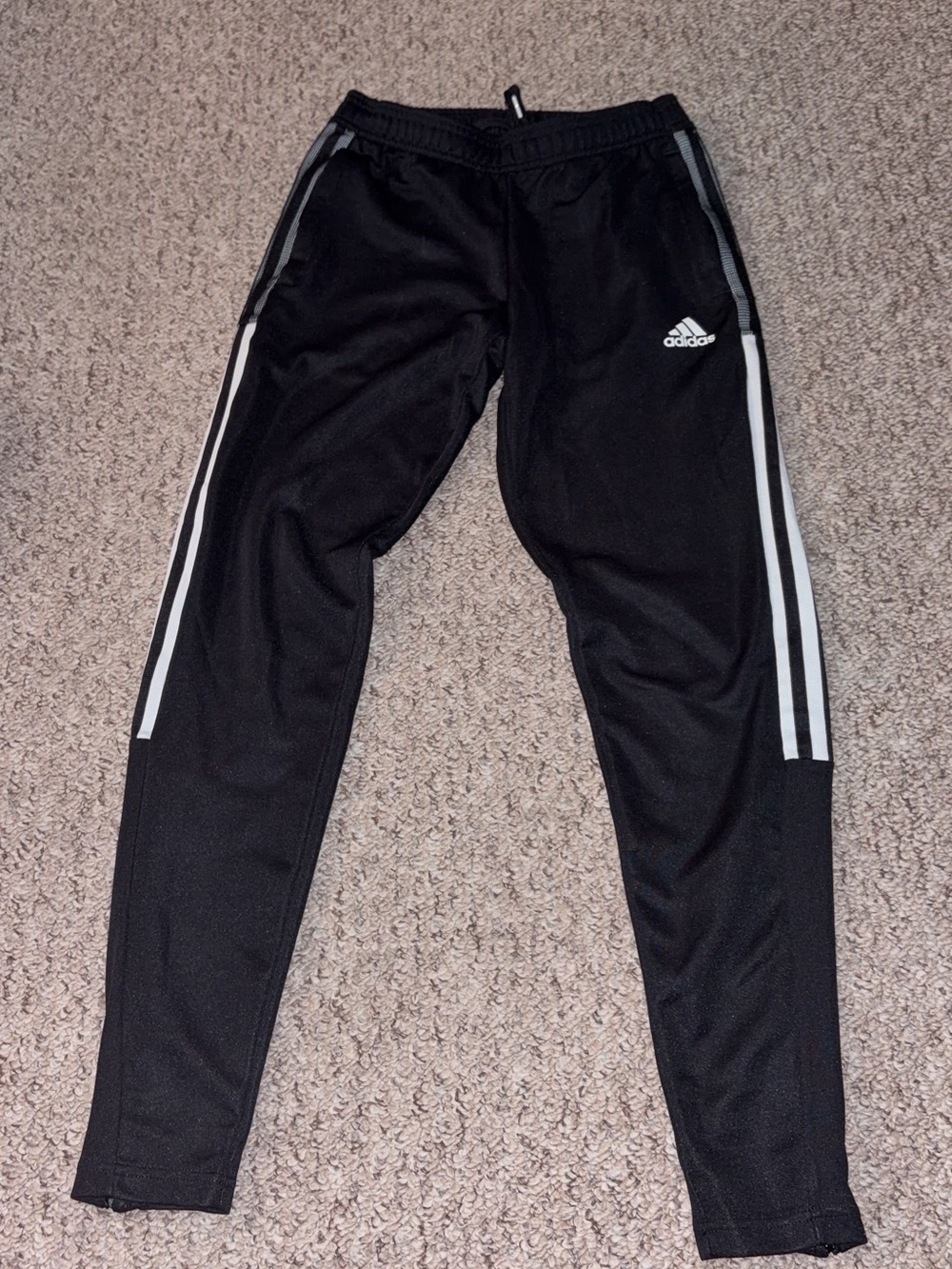 adidas Black Track Pants with White Stripes